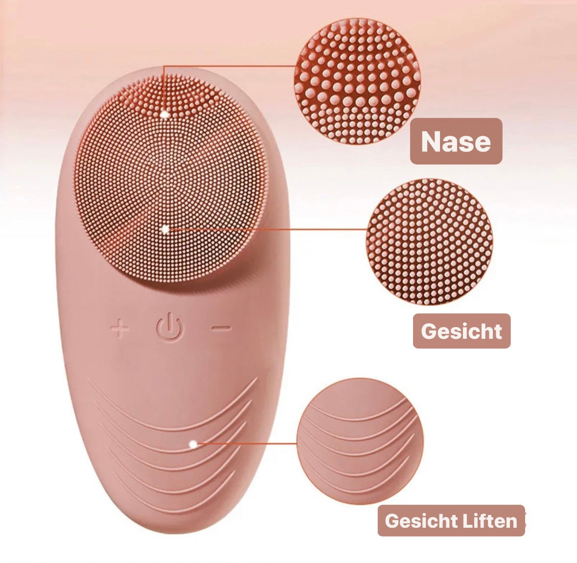 Facial cleansing and massage brush pink 